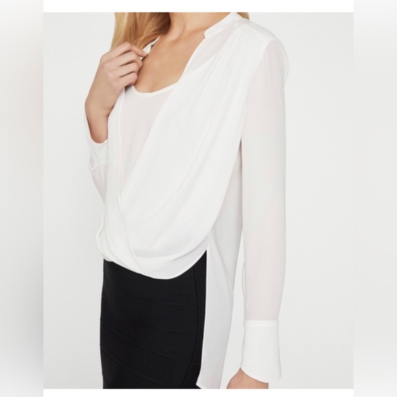 BCBGMAXAZRIA Jaklyn Draped-Front Blouse - Picture 2 of 3